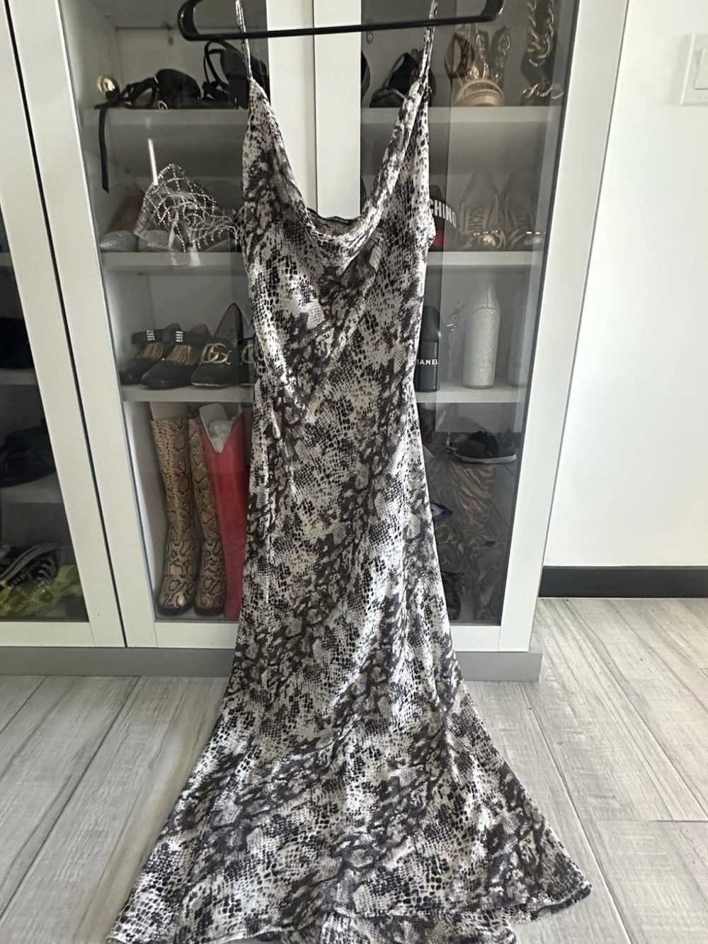 NEW Naked Wardrobe Size large Snakeskin Print Maxi Dress Coverup 
Slip